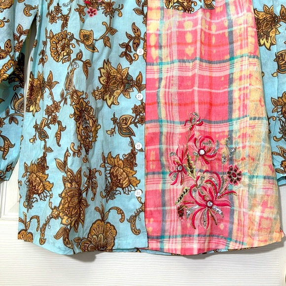 NWT Bohemian Floral Vibrant 100% Cotton Shirt Size XL - Picture 3 of 9